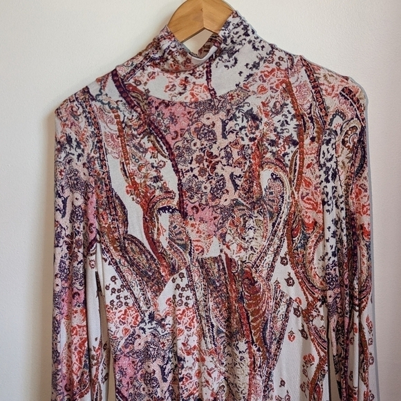 FREE PEOPLE All Dolled Up Ivory Paisley Bohemian Stretchy Mini Dress Medium NWT - Picture 6 of 12